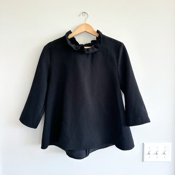 Pomander Place Tuckernuck Faye Ruffle Collar Blouse Black M - Picture 2 of 8
